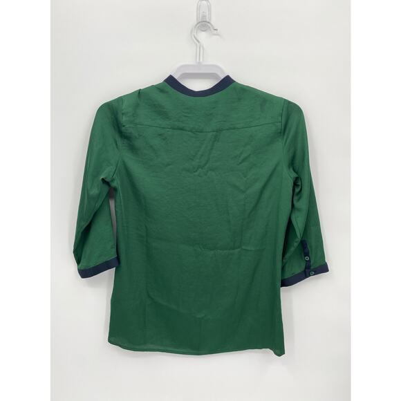 Esprit Collection US 4 Green Blue Button Down Blouse 3/4 Sleeve - Picture 5 of 8